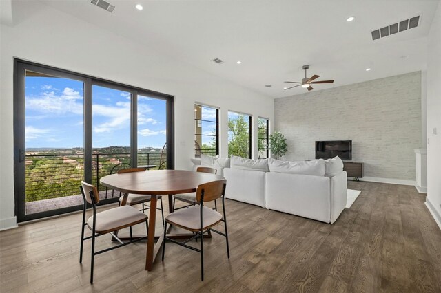 223 Honey Creek Ct Unit 12, Lakeway, TX 78738 - dining room with ceiling fan, recessed lighting, and wood finished floors