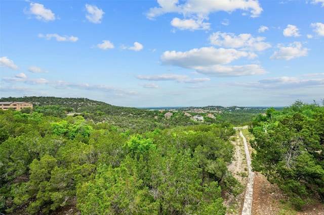 birds eye view of property with a view of trees