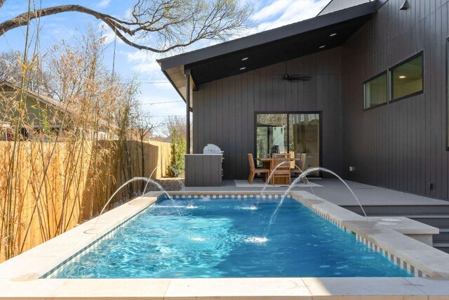 5514 Montview St, Austin, TX 78756 - view of swimming pool with ceiling fan and a patio area