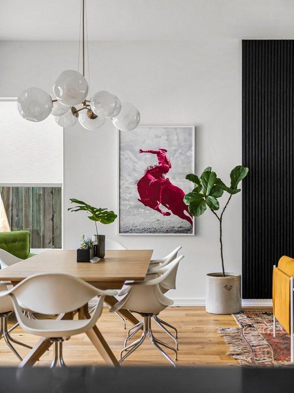 dining area with wood finished floors