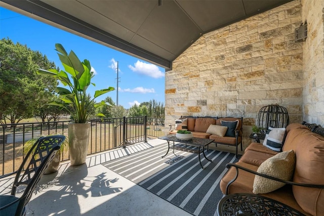 balcony featuring an outdoor living space