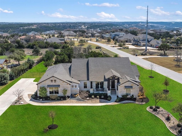 bird's eye view with a residential view