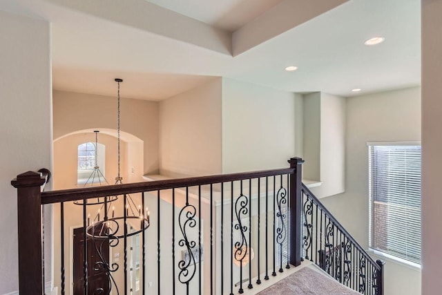 interior space with a chandelier and recessed lighting