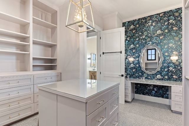 walk in closet featuring light colored carpet