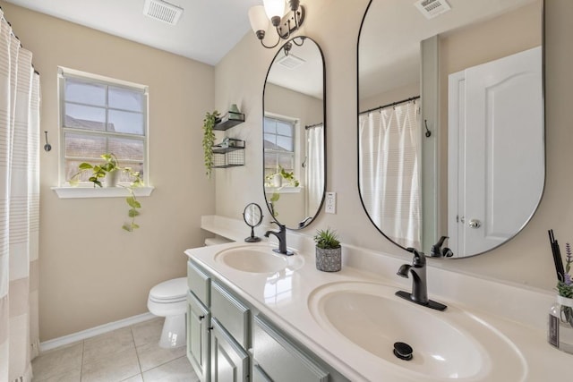 full bathroom featuring a sink, visible vents, and tile patterned flooring