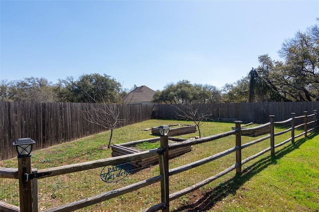 view of yard featuring a fenced backyard