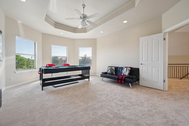 9907 Spicewood Mesa, Austin, TX 78759 - sitting room with plenty of natural light, carpet floors, ceiling fan, and recessed lighting