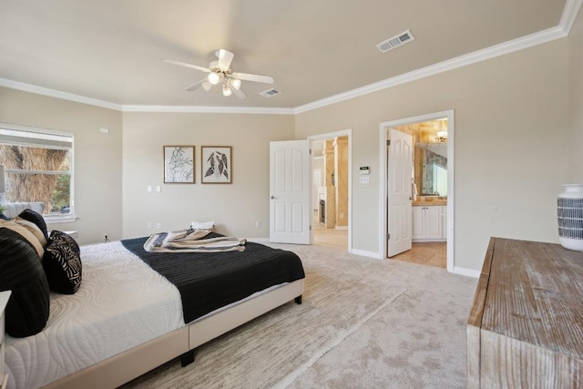 9907 Spicewood Mesa, Austin, TX 78759 - carpeted bedroom with crown molding and ensuite bathroom