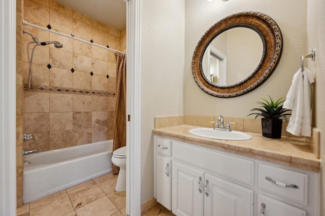 9907 Spicewood Mesa, Austin, TX 78759 - full bathroom featuring vanity, shower / tub combo with curtain, and tile patterned flooring
