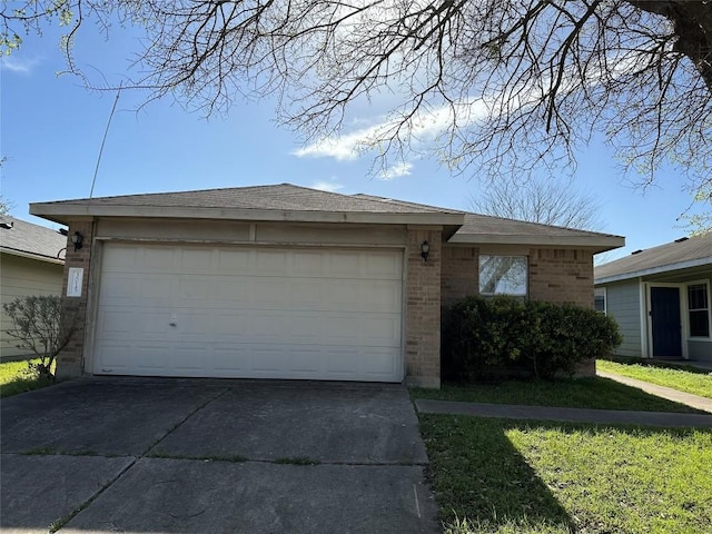 3015 Caleb Dr, Austin, TX 78725 - ranch-style home featuring brick siding, concrete driveway, and a garage