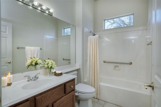 113 Yaupon Ln, Georgetown, TX 78633 - bathroom with vanity, toilet, shower / tub combo with curtain, and tile patterned flooring