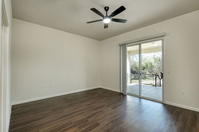 113 Yaupon Ln, Georgetown, TX 78633 - empty room with dark wood-style flooring, baseboards, and ceiling fan