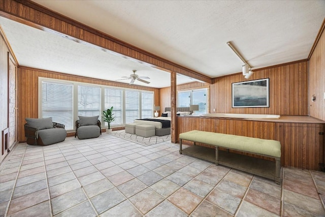 sunroom / solarium with a ceiling fan