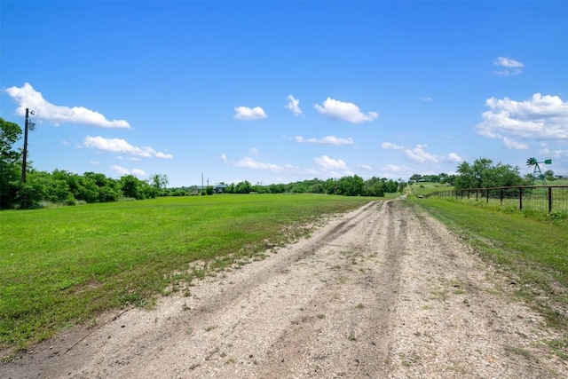 view of street featuring a rural view