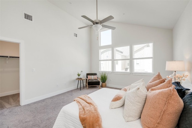 bedroom with visible vents, baseboards, and carpet