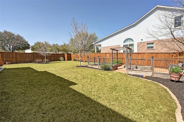 view of yard featuring a fenced backyard