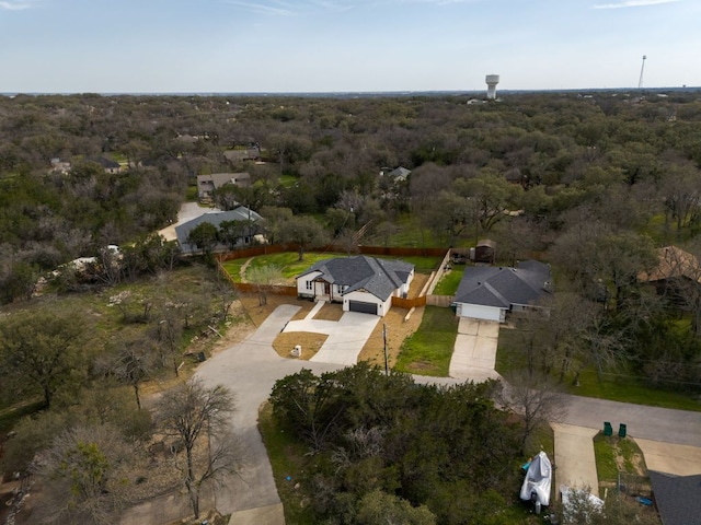 aerial view featuring a forest view