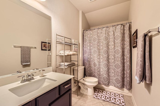 full bath featuring tile patterned floors, toilet, and vanity