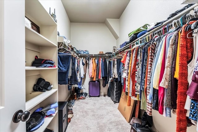 walk in closet featuring carpet