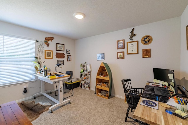 office featuring baseboards and carpet