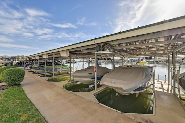 dock area featuring boat lift