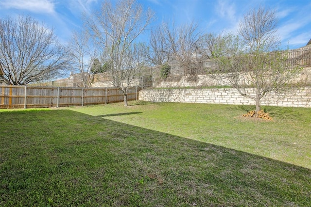 view of yard featuring a fenced backyard