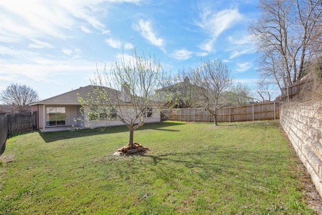 view of yard featuring a fenced backyard