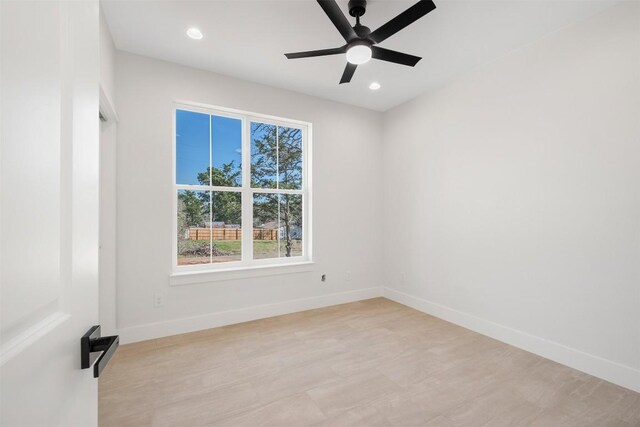 113 Eaglenest Ct, Smithville, TX 78957 - spare room with a ceiling fan, recessed lighting, and light wood finished floors