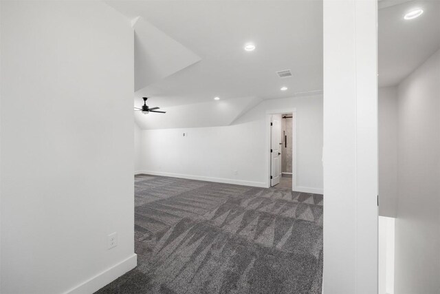 113 Eaglenest Ct, Smithville, TX 78957 - bonus room with dark carpet, recessed lighting, and lofted ceiling