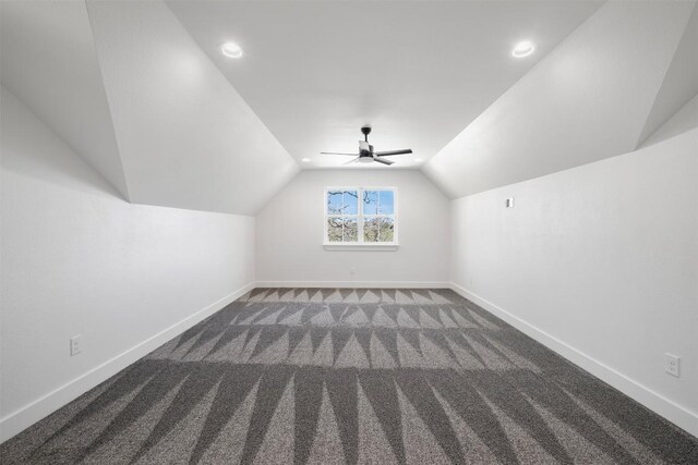 113 Eaglenest Ct, Smithville, TX 78957 - bonus room with lofted ceiling, carpet flooring, recessed lighting, and a ceiling fan