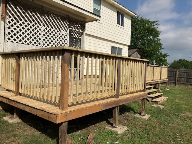 wooden deck with fence and a yard
