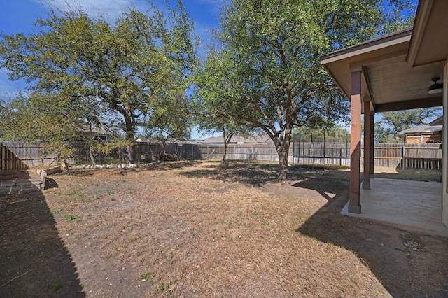 view of yard with a patio and a fenced backyard