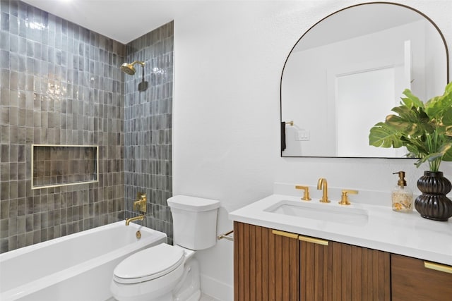 9229 Independence Loop, Austin, TX 78748 - bathroom with toilet, vanity, shower / bathtub combination, and baseboards