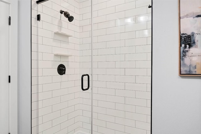 bathroom with a stall shower