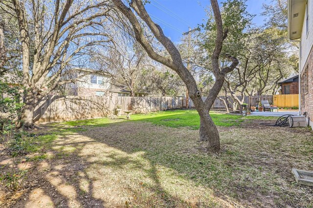 view of yard featuring a patio and a fenced backyard