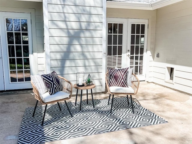 view of patio / terrace featuring french doors