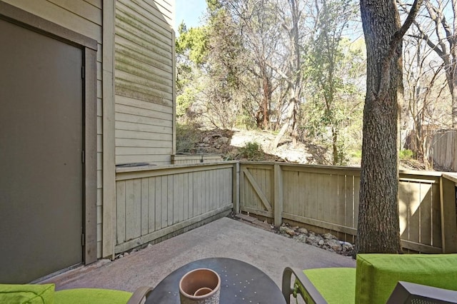 view of patio featuring a fenced backyard