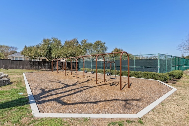 community play area with fence