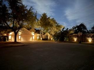 exterior space with a garage