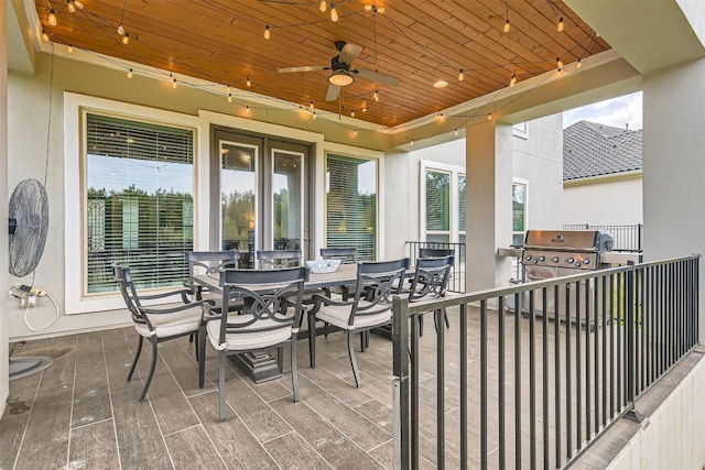 921 Morning Moon Cir, Austin, TX 78732 - view of patio / terrace featuring outdoor dining space and a ceiling fan