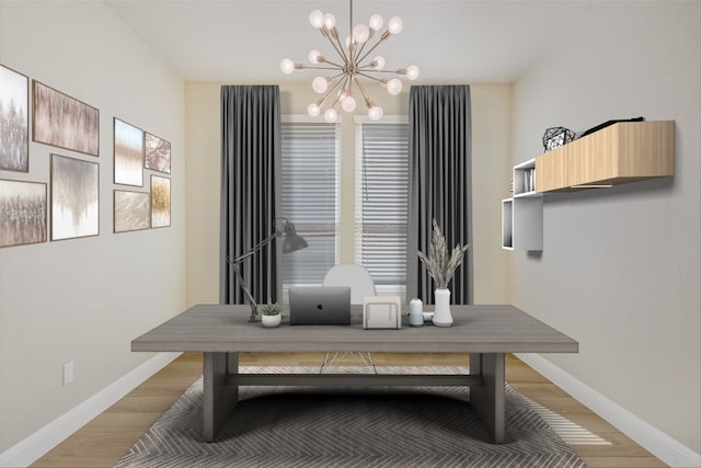 5300 Traviston Dr, Austin, TX 78738 - office with a chandelier, light wood finished floors, and baseboards