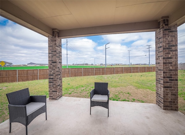 view of patio featuring a fenced backyard