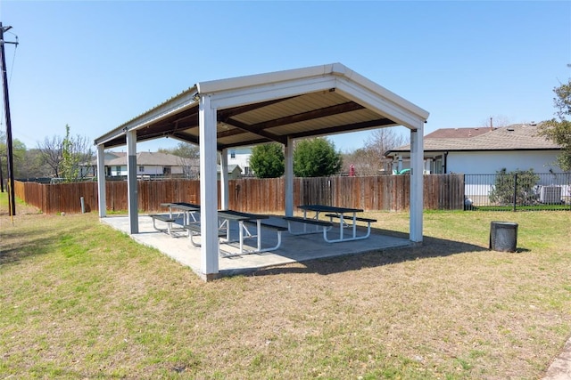 view of yard with a patio and fence