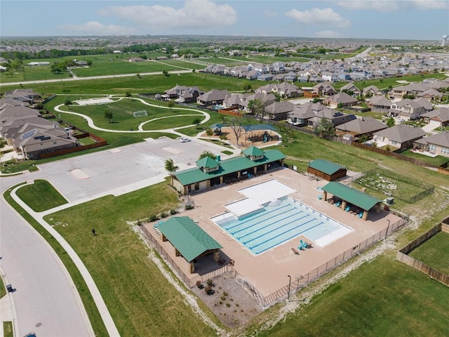 drone / aerial view with a residential view