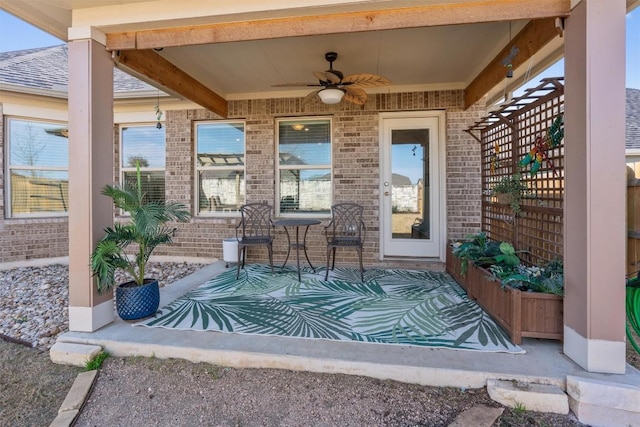 view of patio / terrace with ceiling fan