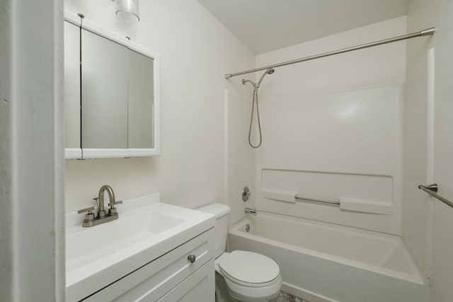 full bath featuring vanity, toilet, and shower / bathtub combination