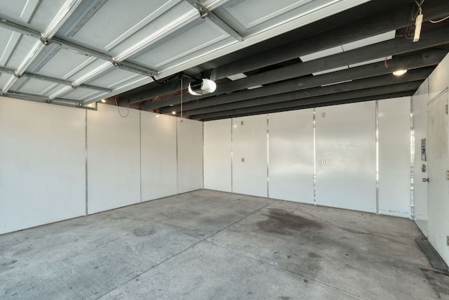 garage with a garage door opener