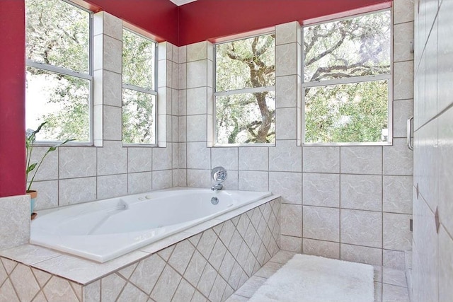 full bathroom featuring a garden tub