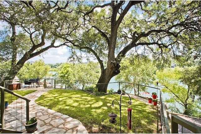 view of yard featuring a fenced backyard and a patio area