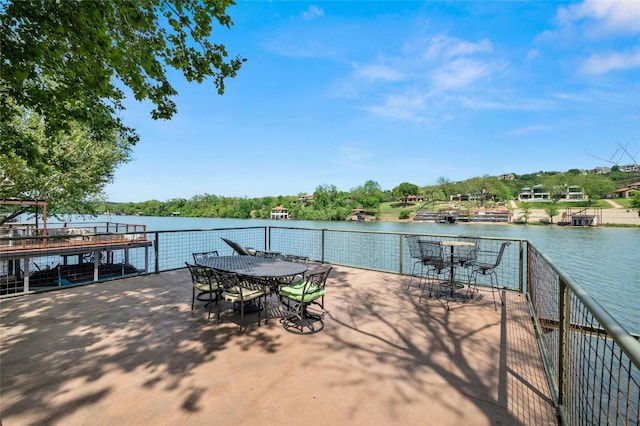 view of dock featuring a water view